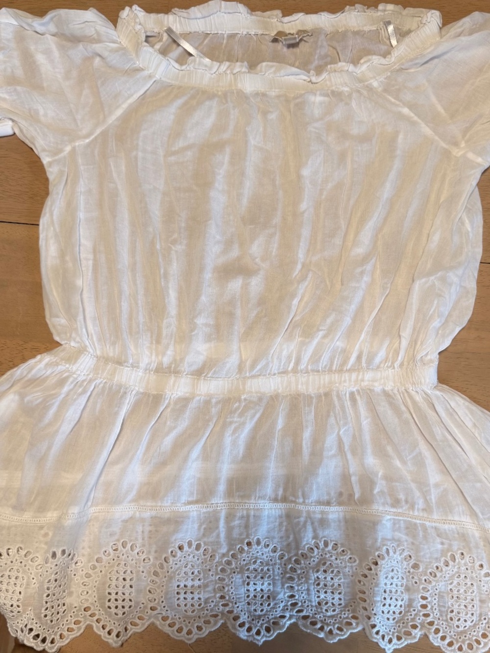 Michael Kors White Eyelet Off-The-Shoulder Peplum Blouse